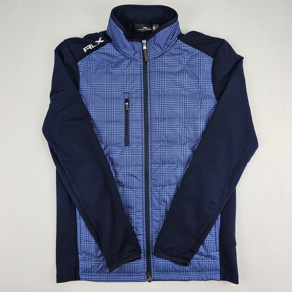 RLX Ralph Lauren Men Size Small Hybrid Golf Jacket Wool Blend Blue Multi NWT 268